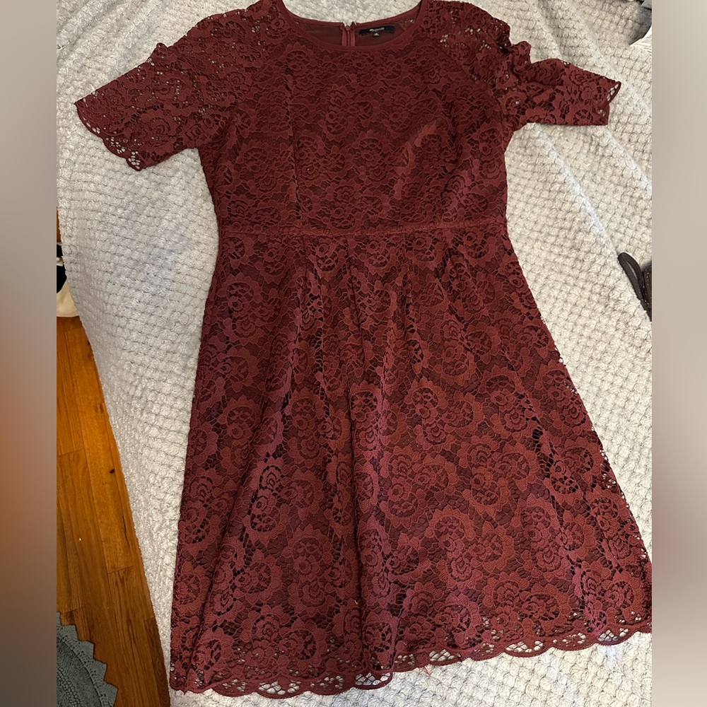 Madewell lace dress - maroon - size 10